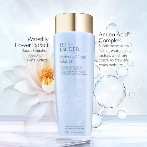 Estée Lauder Perfectly Clean Infusion Balancing Skin Essence Face Lotion Toner with Amino Acid + Waterlily, 13.5 Fl Oz Avelisse