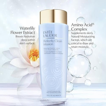 Estée Lauder Perfectly Clean Infusion Balancing Skin Essence Face Lotion Toner with Amino Acid + Waterlily, 13.5 Fl Oz Avelisse