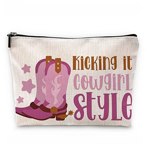 Sufamb Kicking It Cowgirl Style Hot Pink Boot Makeup Bag - Western Cosmetic Pouch for Women, Christmas Gift for Teens - görsel 2