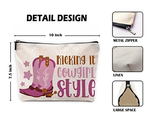 Sufamb Kicking It Cowgirl Style Hot Pink Boot Makeup Bag - Western Cosmetic Pouch for Women, Christmas Gift for Teens - görsel 8