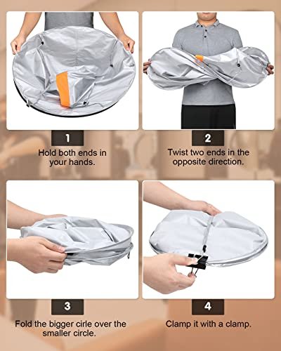 Lictin Hair Cutting Cape - Waterproof Umbrella Hairdressing Cape with Comb, Foldable Barber Cape Apron, 26in Diameter, Silver and Orange Avelisse