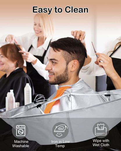 Lictin Hair Cutting Cape - Waterproof Umbrella Hairdressing Cape with Comb, Foldable Barber Cape Apron, 26in Diameter, Silver and Orange Avelisse