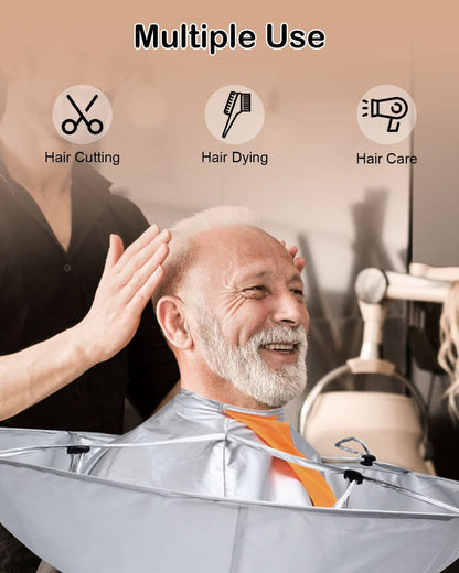 Lictin Hair Cutting Cape - Waterproof Umbrella Hairdressing Cape with Comb, Foldable Barber Cape Apron, 26in Diameter, Silver and Orange Avelisse