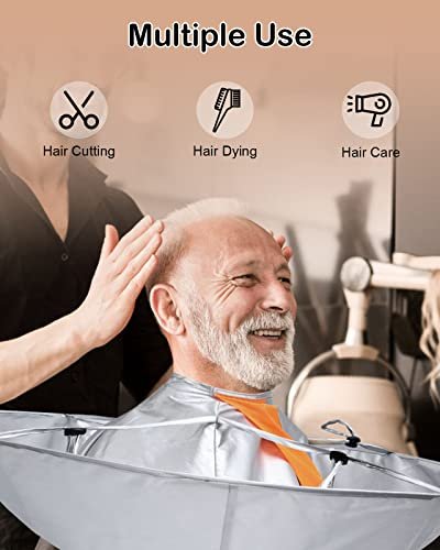 Lictin Hair Cutting Cape - Waterproof Umbrella Hairdressing Cape with Comb, Foldable Barber Cape Apron, 26in Diameter, Silver and Orange Avelisse