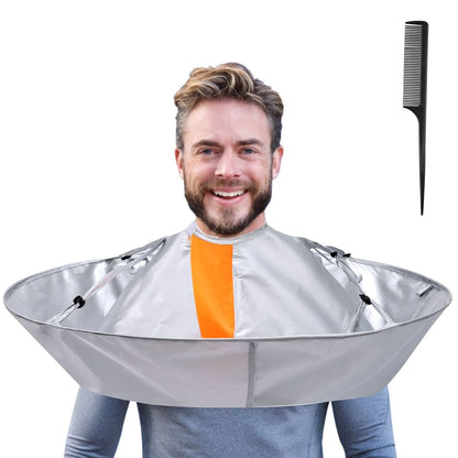 Lictin Hair Cutting Cape - Waterproof Umbrella Hairdressing Cape with Comb, Foldable Barber Cape Apron, 26in Diameter, Silver and Orange Avelisse