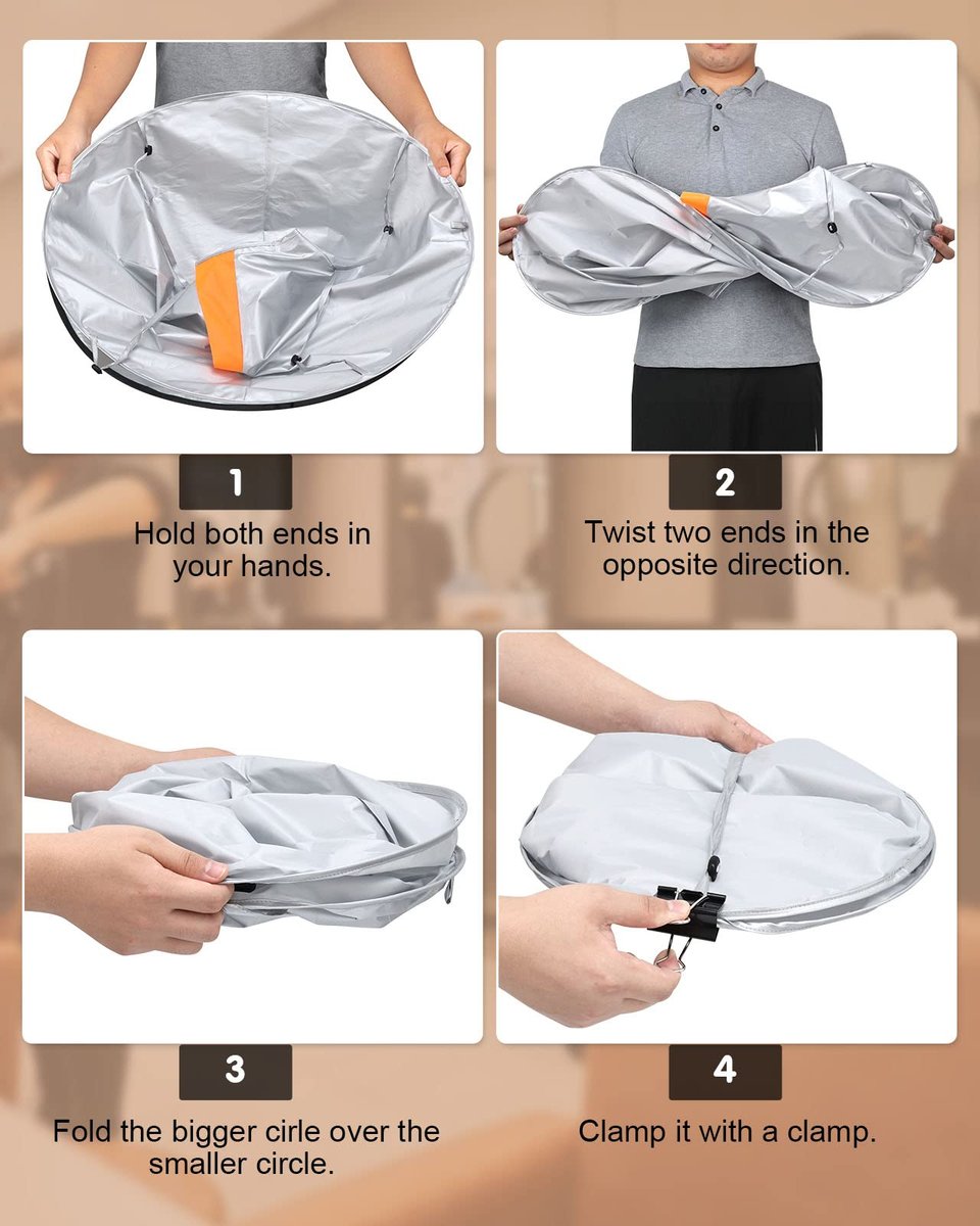 Lictin Hair Cutting Cape - Waterproof Umbrella Hairdressing Cape with Comb, Foldable Barber Cape Apron, 26in Diameter, Silver and Orange Avelisse