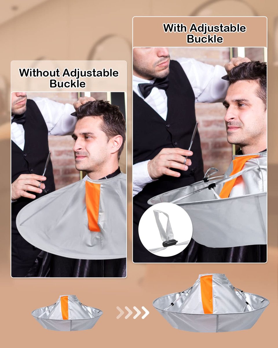 Lictin Hair Cutting Cape - Waterproof Umbrella Hairdressing Cape with Comb, Foldable Barber Cape Apron, 26in Diameter, Silver and Orange Avelisse