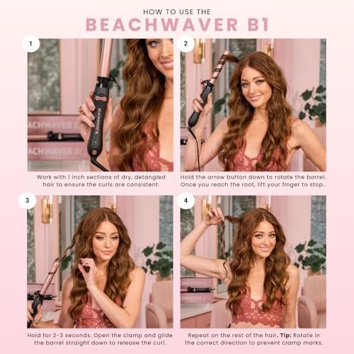 The Beachwaver Co. B1 Rotating Curling Iron - Pink Sunset | Automatic 1-Inch Ceramic Curling Iron for All Hair Lengths Avelisse