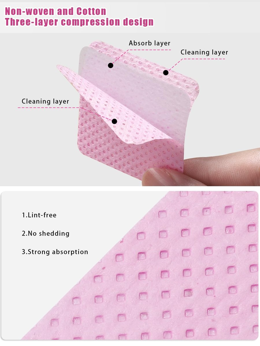 TEOYALL Lint Free Nail Wipes – 400 PCS Non-Woven Nail Cleaning Pads for Gel Polish & Lash Extensions - görsel 3