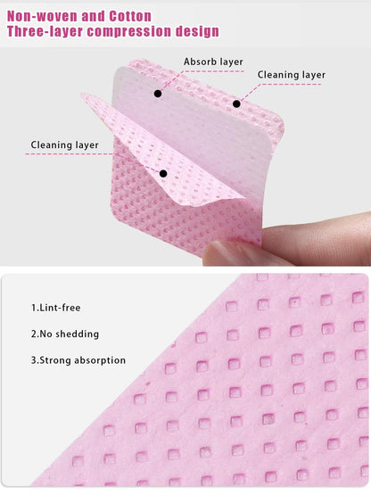 TEOYALL Lint Free Nail Wipes – 400 PCS Non-Woven Nail Cleaning Pads for Gel Polish & Lash Extensions