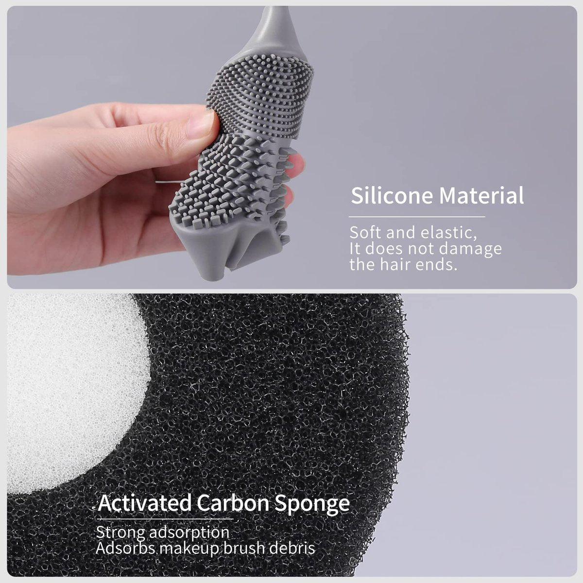 MSQ 2-in-1 Silicone Makeup Brush Cleaning Mat with Color Removal Sponge – Dry & Wet Brush Cleaner for Shadow Removal (White) - görsel 9