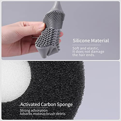 MSQ 2-in-1 Silicone Makeup Brush Cleaning Mat with Color Removal Sponge – Dry & Wet Brush Cleaner for Shadow Removal (White) - görsel 10