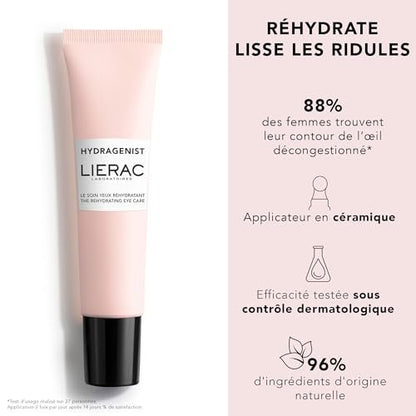 Lierac Rehydrating Under Eye Cream with Hyaluronic Acid – 0.5 Fl Oz | Intense Hydration & Radiance for All Skin Types