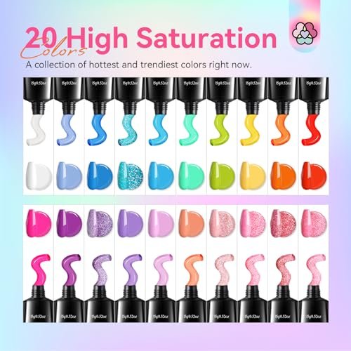 SAVILAND Hema-Free Poly Gel Nail Colors Kit - 20 Bright Rainbow Shades for Nail Extension & DIY Art Avelisse