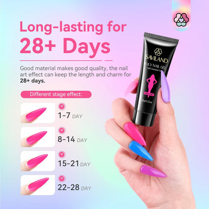 SAVILAND Hema-Free Poly Gel Nail Colors Kit - 20 Bright Rainbow Shades for Nail Extension & DIY Art Avelisse