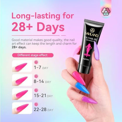 SAVILAND Hema-Free Poly Gel Nail Colors Kit - 20 Bright Rainbow Shades for Nail Extension & DIY Art Avelisse