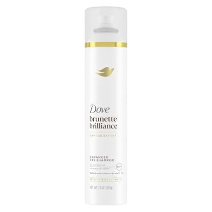 Dove Advanced Dry Shampoo Brunette Brilliance Refresh & Revive Hair Without Water with a Hint of Brunette Tint, 7.3 oz