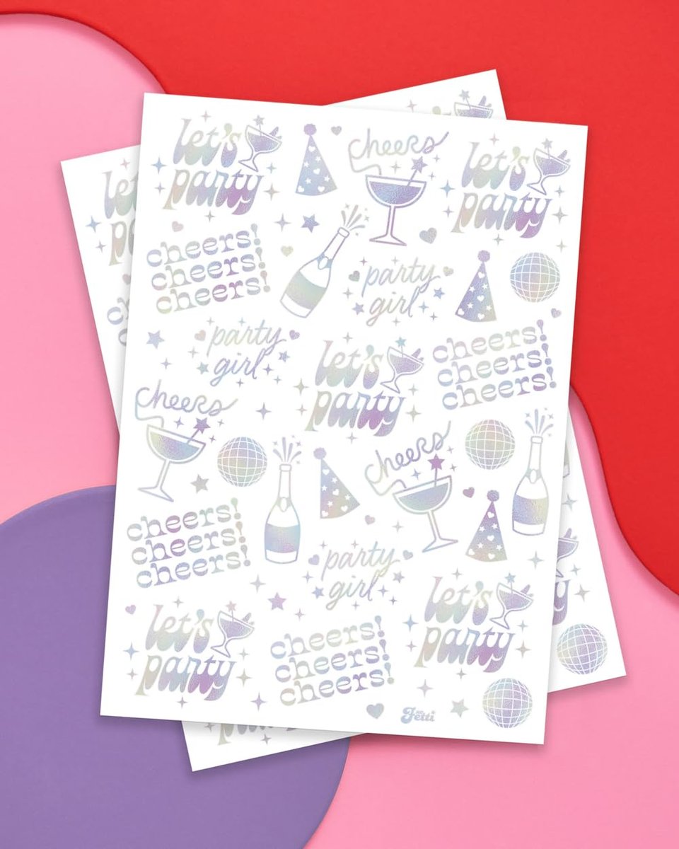 xo, Fetti Cheers Party Temporary Tattoos – 52 Iridescent Styles for Bachelorette Party Supplies, Birthday Party Favors, Disco Party Girl, Cheers Decorations - görsel 3