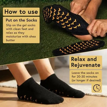 Phoenix Foot Peel Moisturizing Gel Socks for Men - Extra Large 2 Pairs - Silicone Heel Socks, Cracked Heel Treatment, Reusable Spa Socks with Shea Butter for Dry Skin & Foot Care Avelisse
