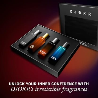 DJOKR Perfume For Men Gift Set - 4x20ml Eau De Parfum | Premium Luxury Long Lasting Fragrance Spray | Signature, Wicked, Oud Wood, Marine