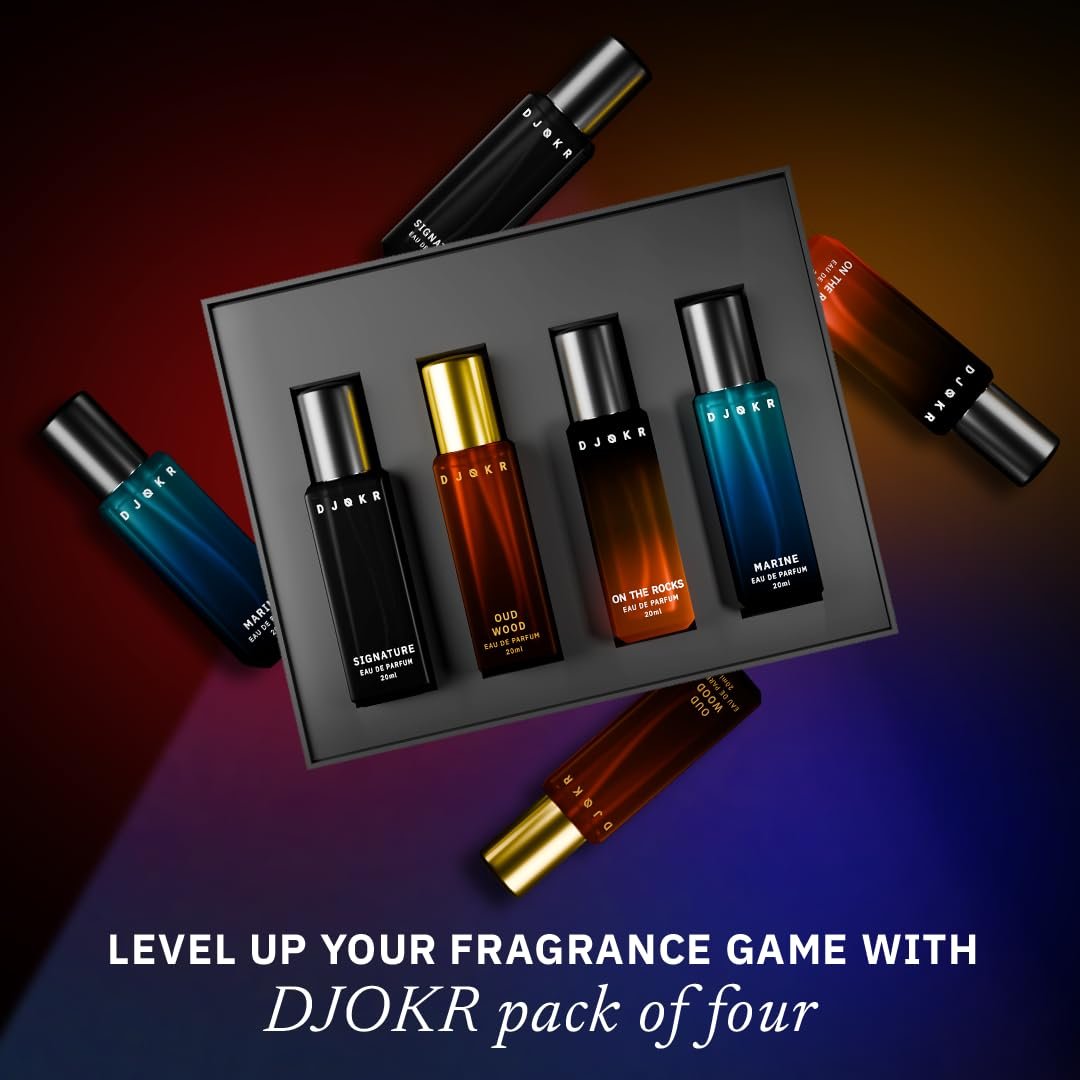 DJOKR Perfume For Men Gift Set - 4x20ml Eau De Parfum | Premium Luxury Long Lasting Fragrance Spray | Signature, Wicked, Oud Wood, Marine - görsel 5