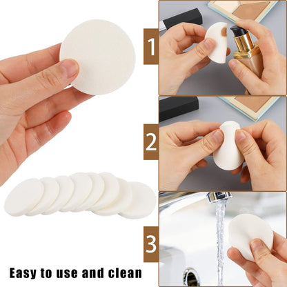 50-Piece White Round Makeup Sponge Set – Foam Facial Powder Puffs for Wet & Dry Use, All Skin Types Avelisse