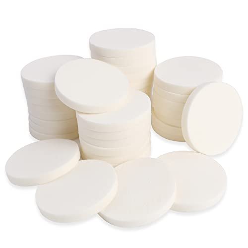 50-Piece White Round Makeup Sponge Set – Foam Facial Powder Puffs for Wet & Dry Use, All Skin Types Avelisse