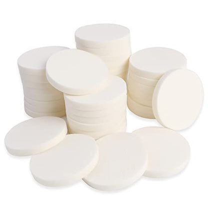 50-Piece White Round Makeup Sponge Set – Foam Facial Powder Puffs for Wet & Dry Use, All Skin Types Avelisse