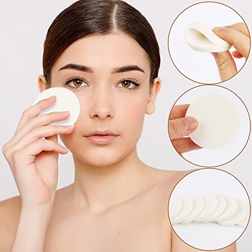 50-Piece White Round Makeup Sponge Set – Foam Facial Powder Puffs for Wet & Dry Use, All Skin Types Avelisse