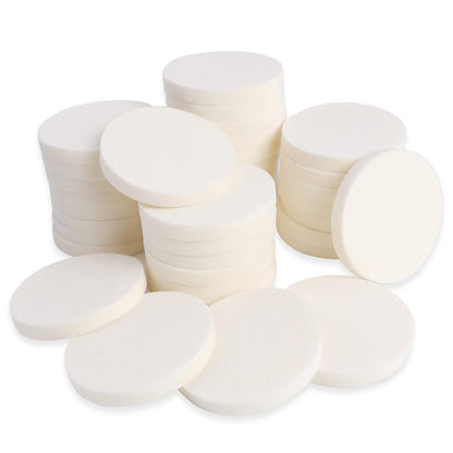 50-Piece White Round Makeup Sponge Set – Foam Facial Powder Puffs for Wet & Dry Use, All Skin Types Avelisse