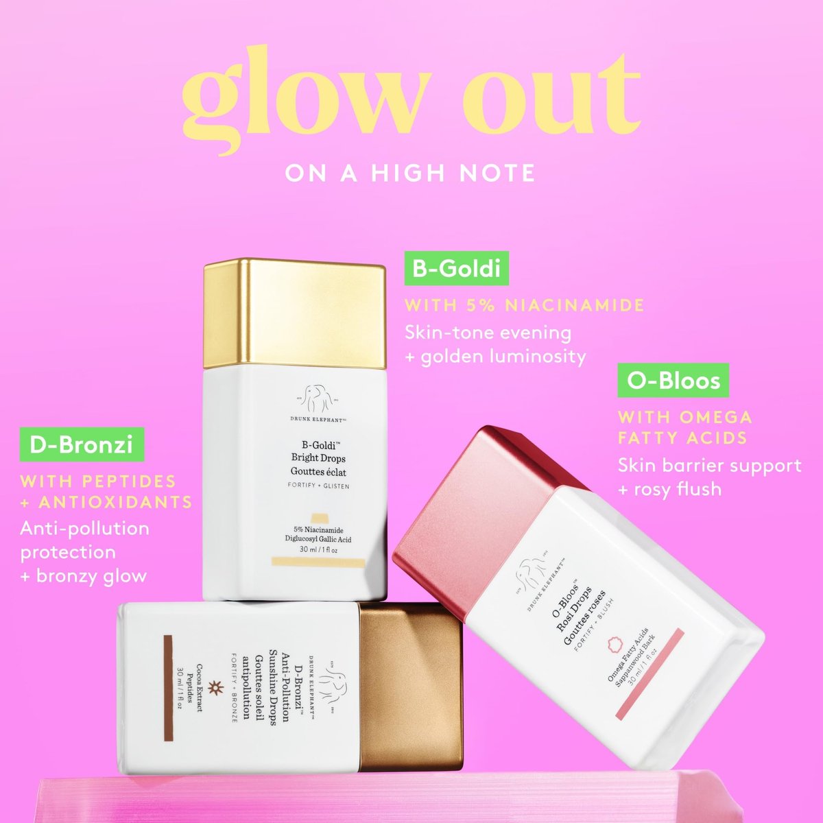 Drunk Elephant O-Bloos Rosi Drops - Peachy-Pink Color Serum Drops - 30 ml/1 fl oz - Clean Clinical Skincare, Cruelty-Free, Dermatologist-Tested, Free of Essential Oils, Silicones, and Fragrance Avelisse