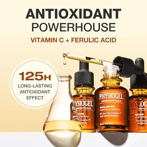 Physiogel Dailimune Ampoule Serum 8% Vitamin Serum – Even Skin Tone & Dark Spot Corrector, Lightweight for All Skin Types, 1.01 fl. oz. Avelisse