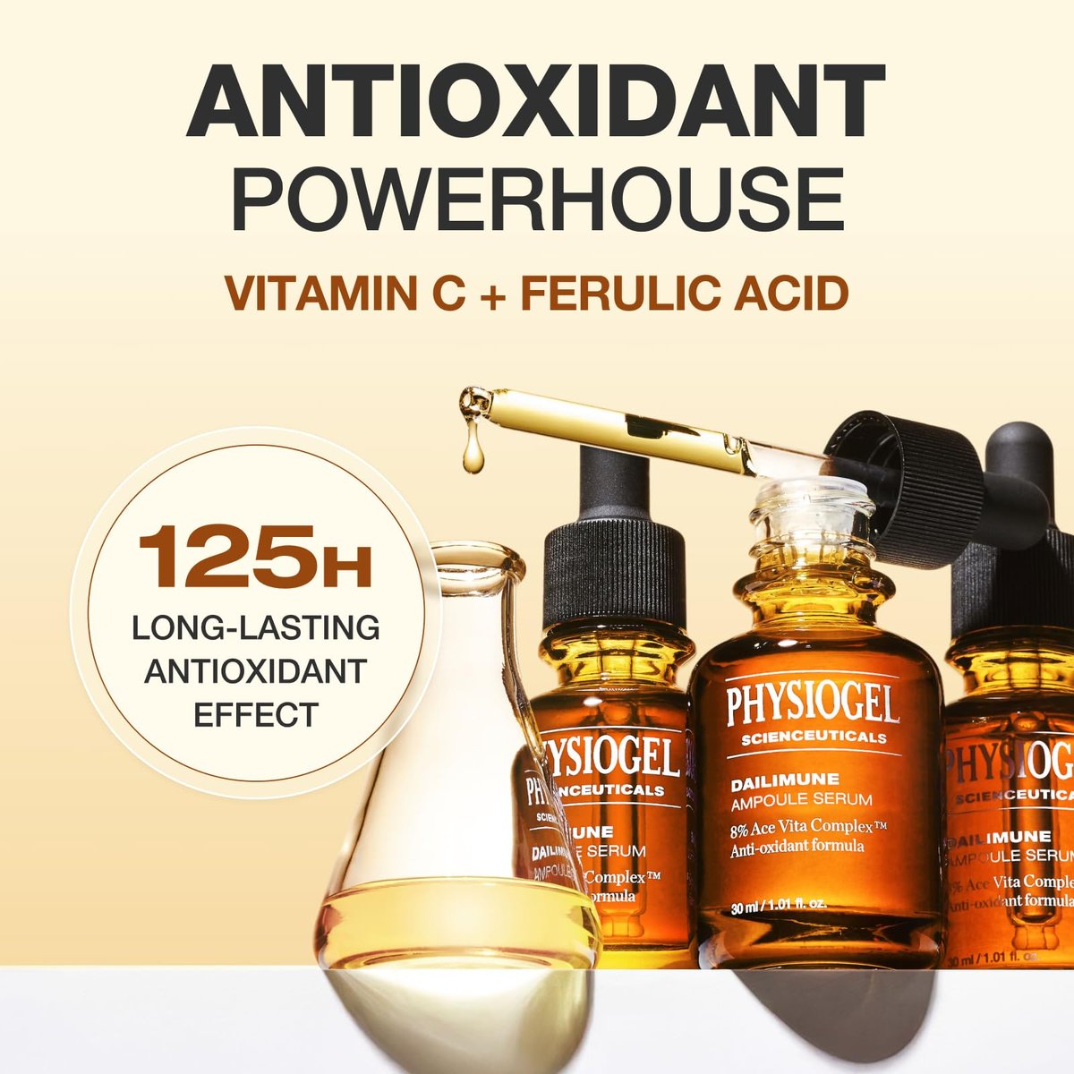Physiogel Dailimune Ampoule Serum 8% Vitamin Serum – Even Skin Tone & Dark Spot Corrector, Lightweight for All Skin Types, 1.01 fl. oz. Avelisse