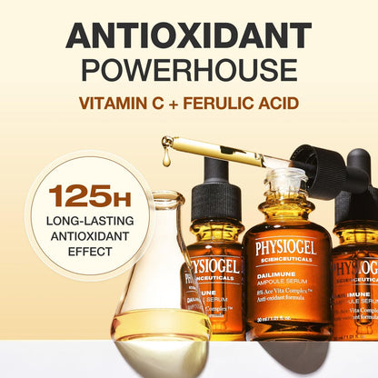 Physiogel Dailimune Ampoule Serum 8% Vitamin Serum – Even Skin Tone & Dark Spot Corrector, Lightweight for All Skin Types, 1.01 fl. oz. Avelisse