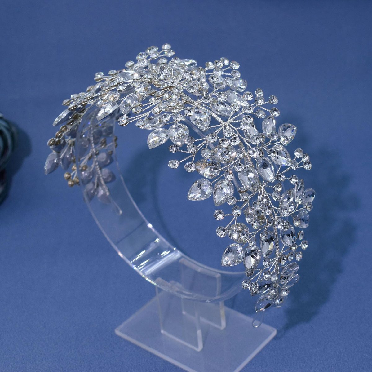 WONRLUA Silver Rhinestone Wedding Headband for Bride - Elegant Bridal Hair Accessories Avelisse