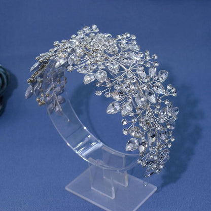 WONRLUA Silver Rhinestone Wedding Headband for Bride - Elegant Bridal Hair Accessories Avelisse