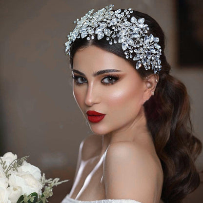 WONRLUA Silver Rhinestone Wedding Headband for Bride - Elegant Bridal Hair Accessories Avelisse