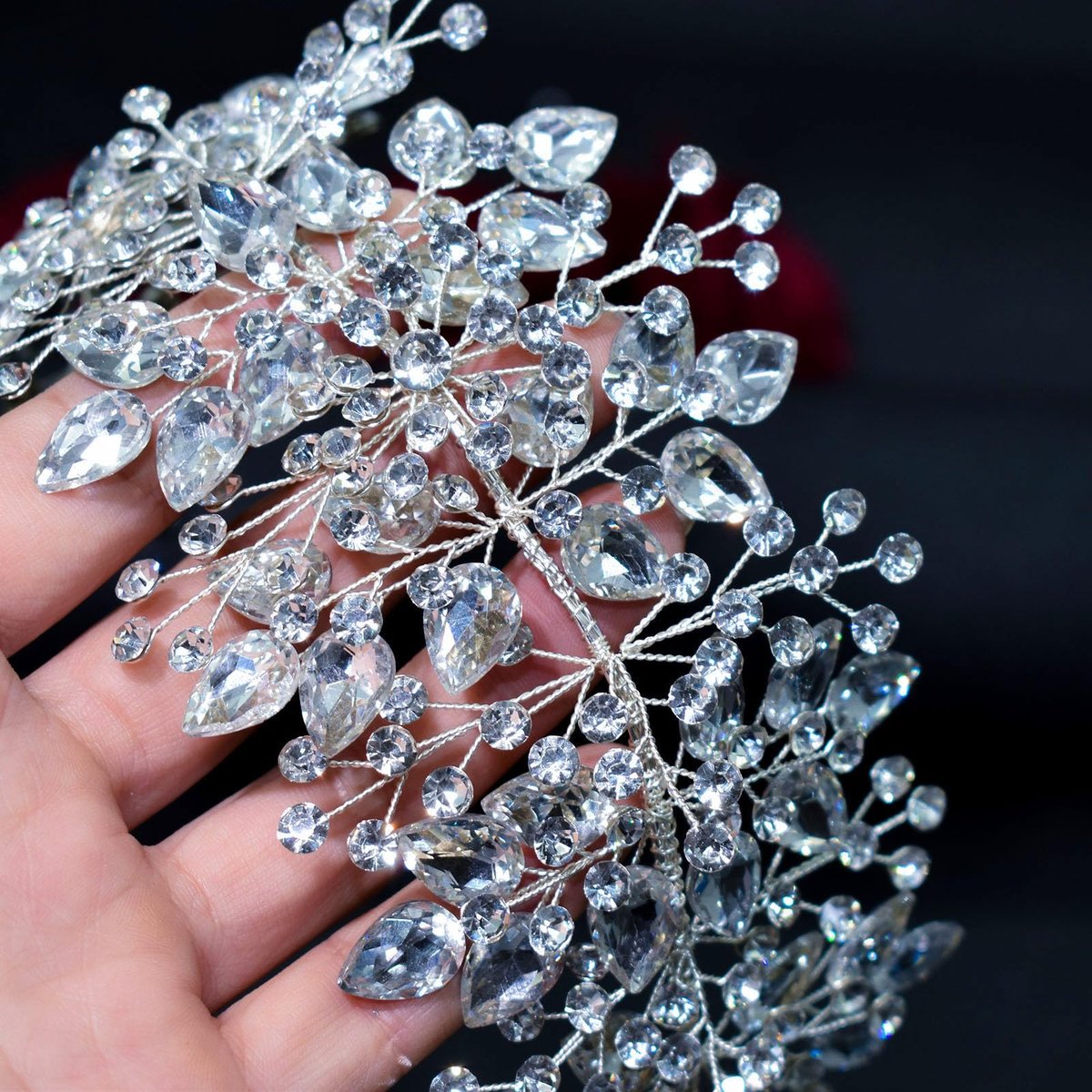 WONRLUA Silver Rhinestone Wedding Headband for Bride - Elegant Bridal Hair Accessories Avelisse