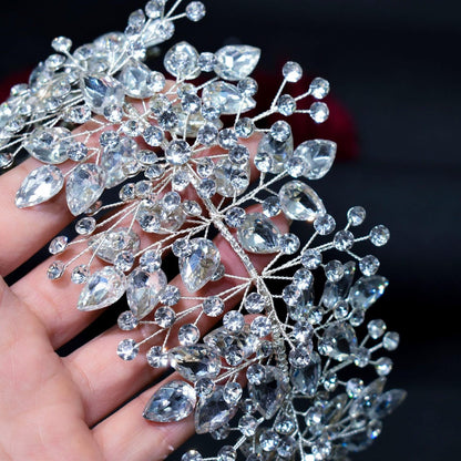 WONRLUA Silver Rhinestone Wedding Headband for Bride - Elegant Bridal Hair Accessories Avelisse