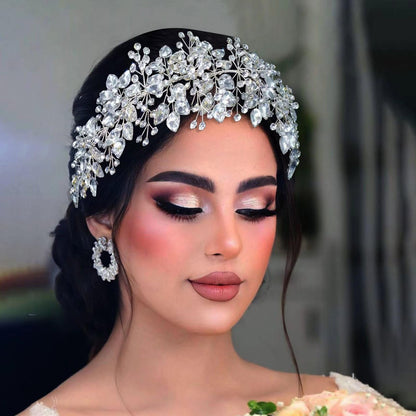 WONRLUA Silver Rhinestone Wedding Headband for Bride - Elegant Bridal Hair Accessories Avelisse