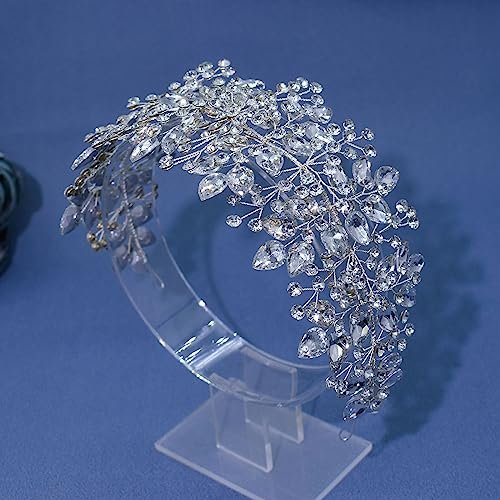 WONRLUA Silver Rhinestone Wedding Headband for Bride - Elegant Bridal Hair Accessories Avelisse