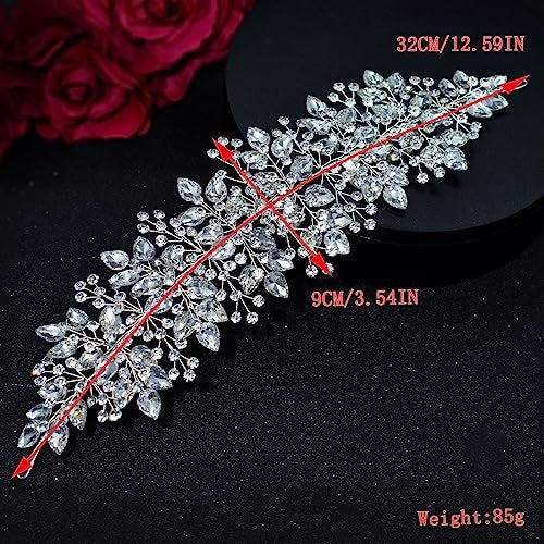 WONRLUA Silver Rhinestone Wedding Headband for Bride - Elegant Bridal Hair Accessories Avelisse