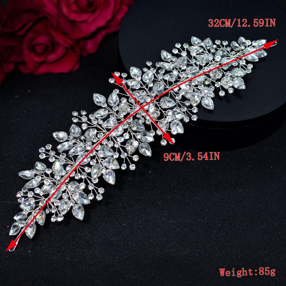 WONRLUA Silver Rhinestone Wedding Headband for Bride - Elegant Bridal Hair Accessories Avelisse