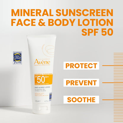 Avène Sheer Mineral Sunscreen Broad Spectrum SPF 50 Face and Body Lotion 4.23 Fl Oz Avelisse