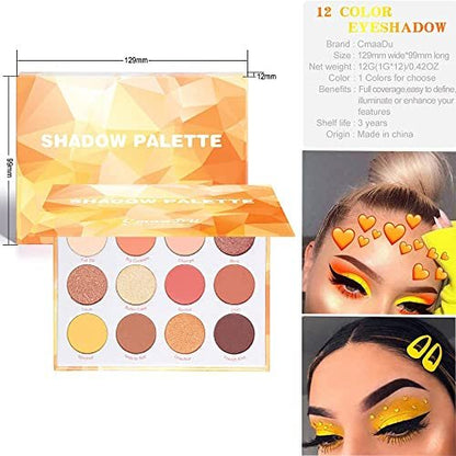 Glitter Eyeshadow Palette Pro 12 Colors - Pigmented Shimmer & Glitter Eye Shadow, Long Lasting Waterproof Makeup Kit for Women