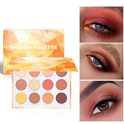 Glitter Eyeshadow Palette Pro 12 Colors - Pigmented Shimmer & Glitter Eye Shadow, Long Lasting Waterproof Makeup Kit for Women