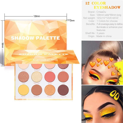 Glitter Eyeshadow Palette Pro 12 Colors - Pigmented Shimmer & Glitter Eye Shadow, Long Lasting Waterproof Makeup Kit for Women