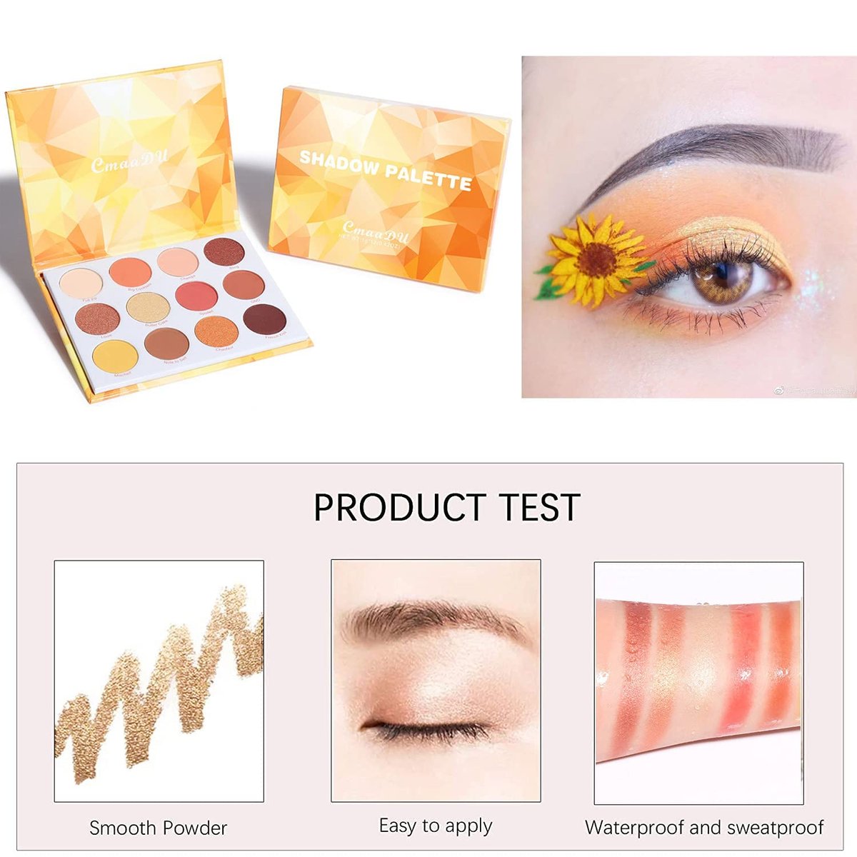 Glitter Eyeshadow Palette Pro 12 Colors - Pigmented Shimmer & Glitter Eye Shadow, Long Lasting Waterproof Makeup Kit for Women - görsel 11