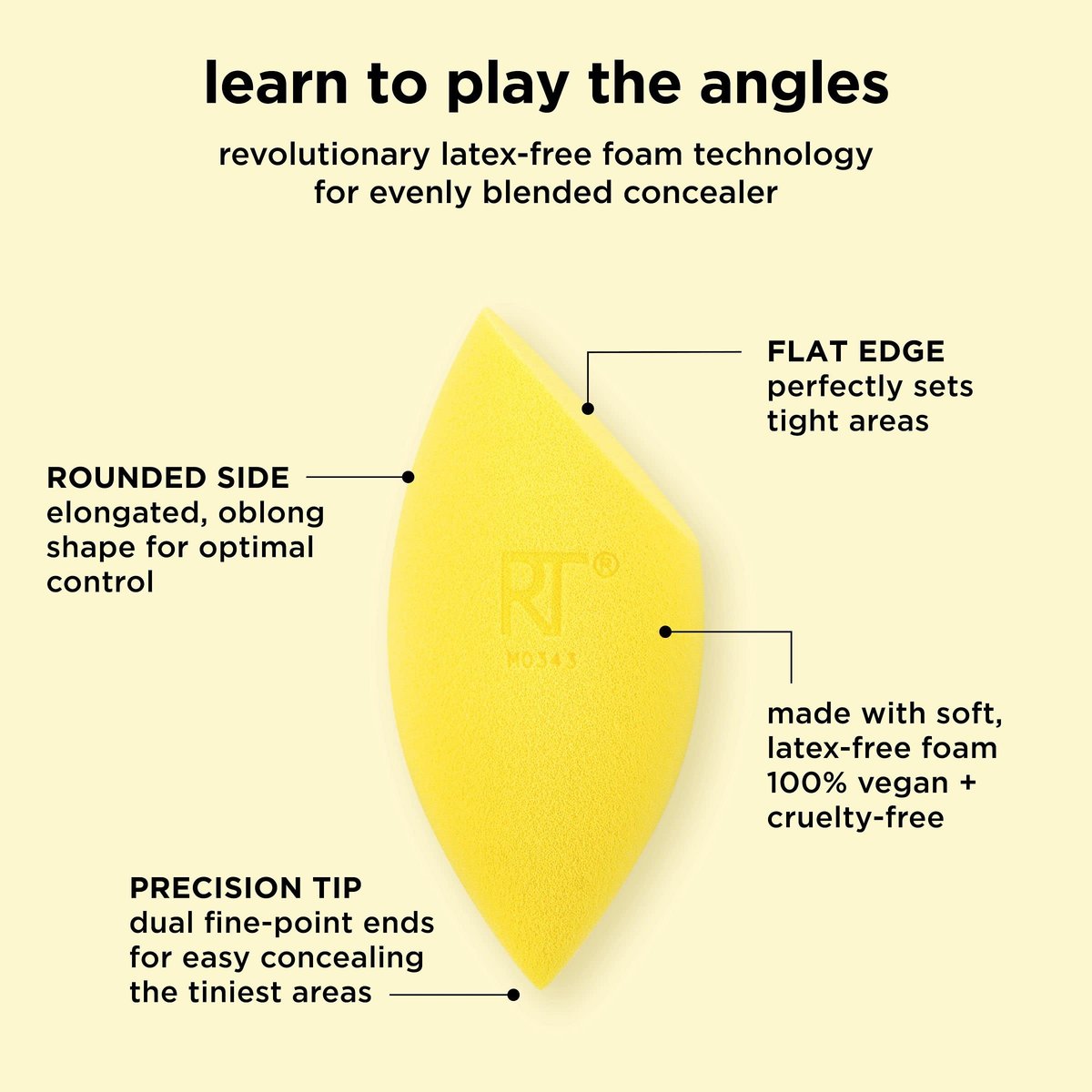 Real Techniques Miracle Concealer Sponge – Latex-Free Makeup Blending Sponge for Liquid & Cream Concealer, 2 Count, Yellow - görsel 8
