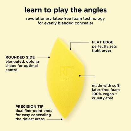 Real Techniques Miracle Concealer Sponge – Latex-Free Makeup Blending Sponge for Liquid & Cream Concealer, 2 Count, Yellow